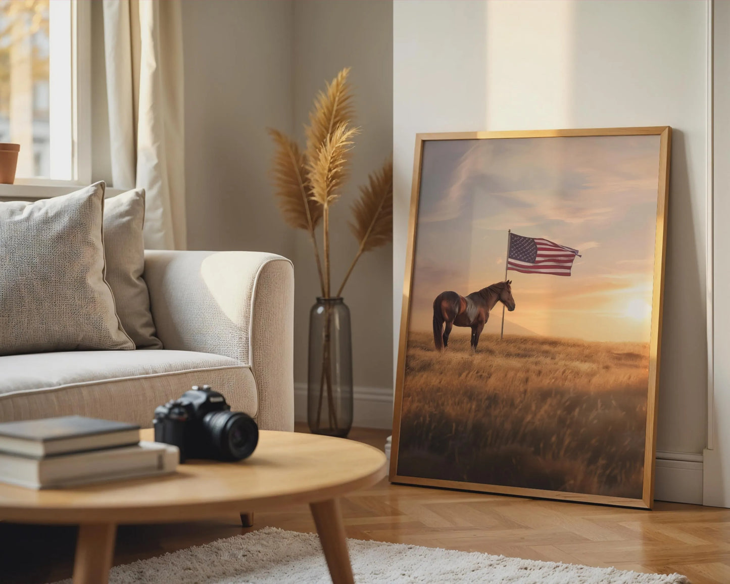 Rustic Horse Wall Art, Sunset Equestrian Canvas Print, Western Farmhouse