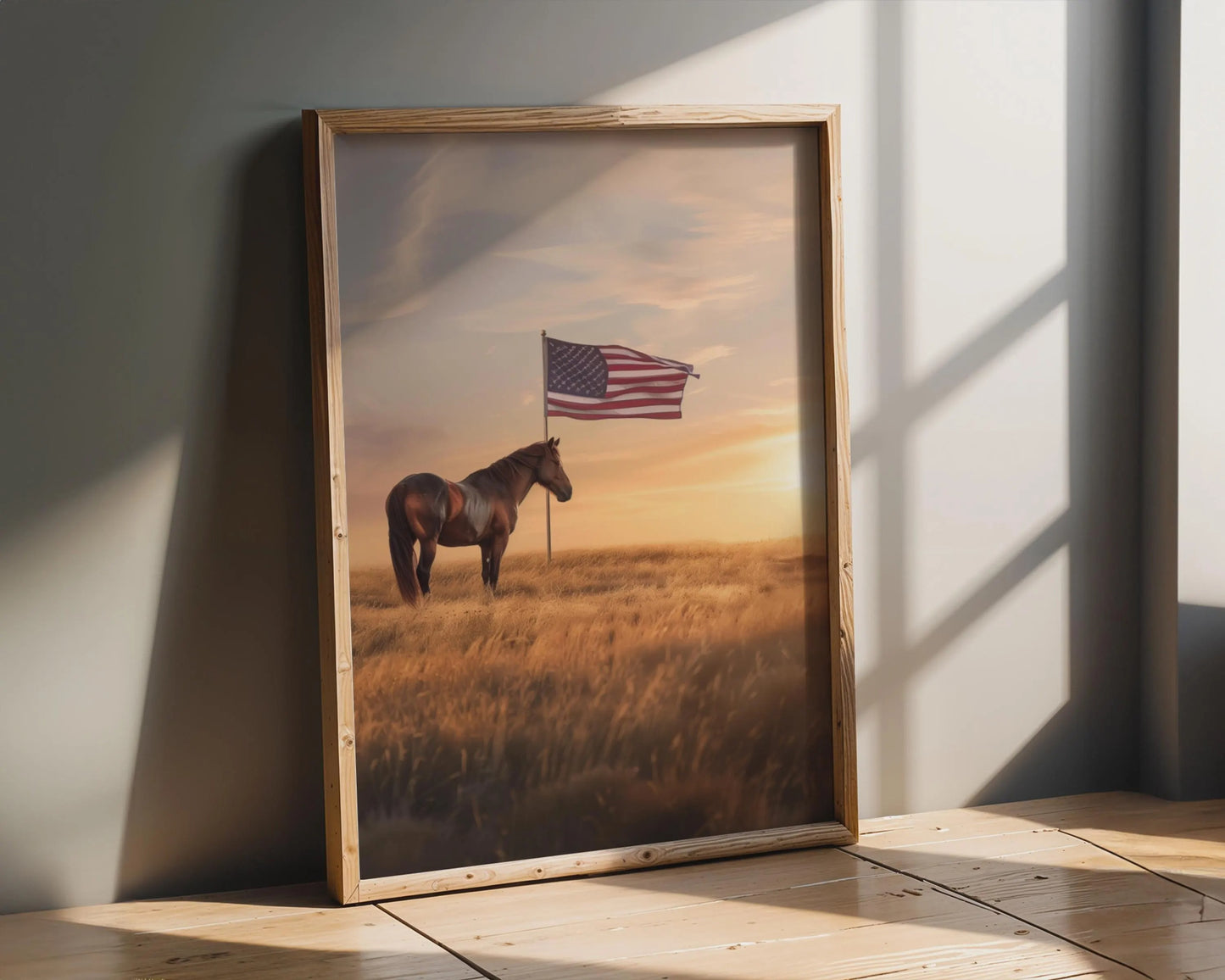 Rustic Horse Wall Art, Sunset Equestrian Canvas Print, Western Farmhouse